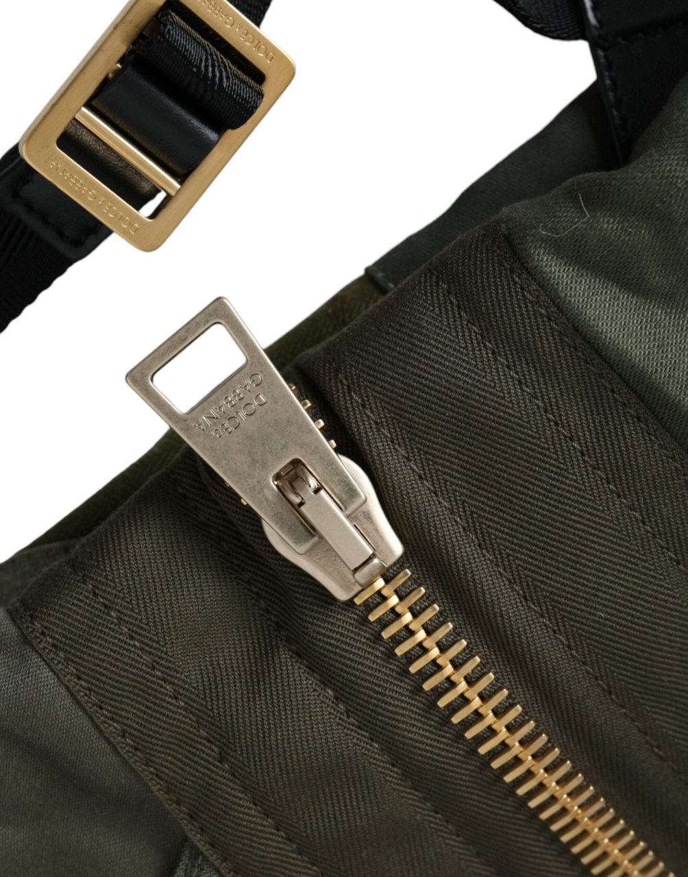 Dolce & Gabbana Military Green Patchwork Rucksack Backpack Bag Groen