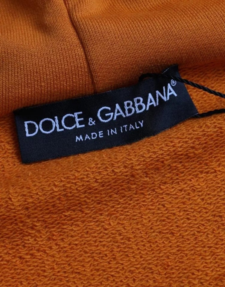 Dolce & Gabbana Orange Hooded Pullover Sweatshirt Sweater Oranje