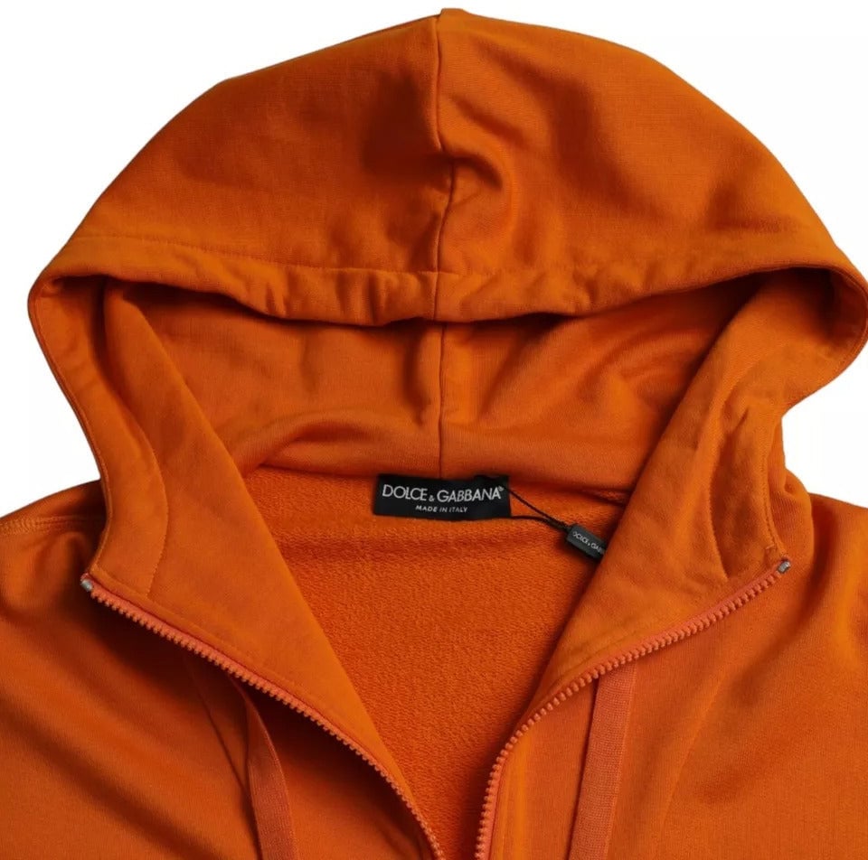 Dolce & Gabbana Orange Hooded Pullover Sweatshirt Sweater Oranje