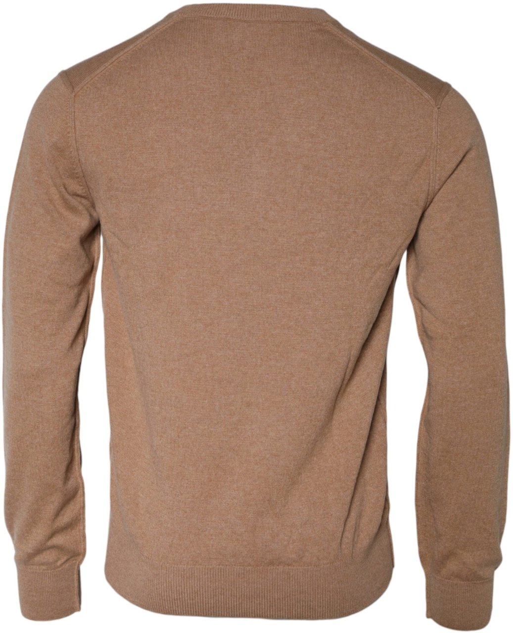 Dolce & Gabbana Brown Cashmere Knit V-neck Pullover Sweater Geel