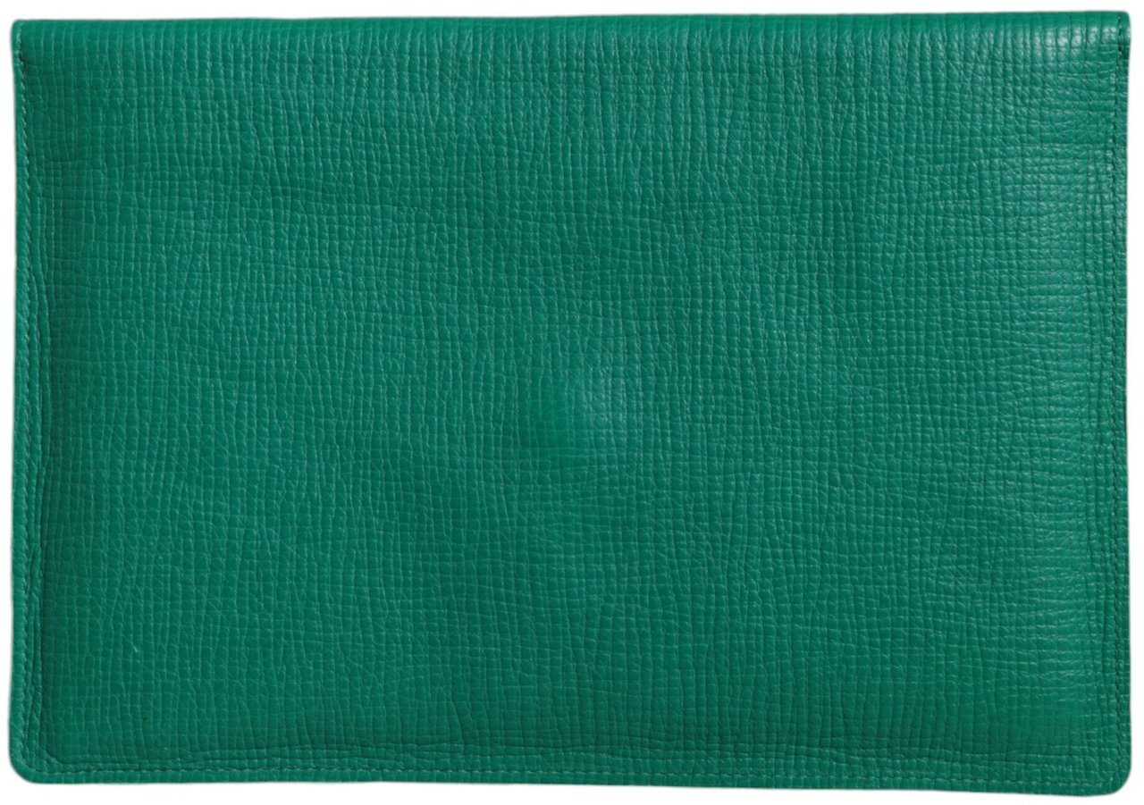 Dolce & Gabbana Green Leather Handbag Clutch Mini Purse Pouch Tablet Case Groen