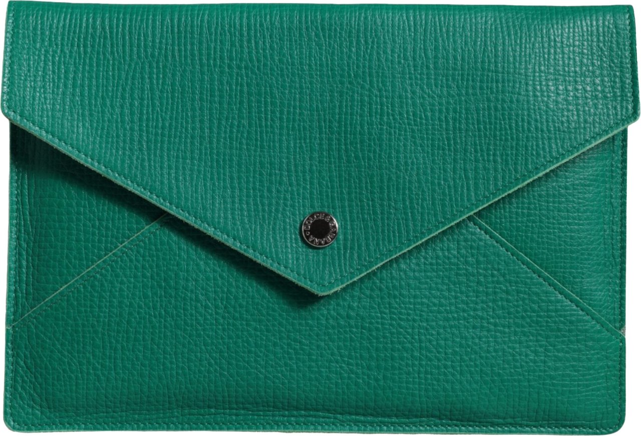 Dolce & Gabbana Green Leather Handbag Clutch Mini Purse Pouch Tablet Case Groen