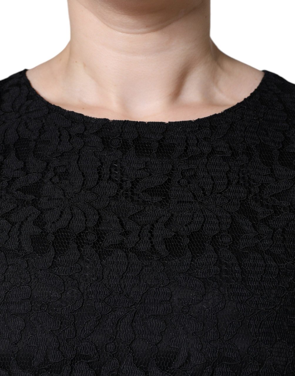Dolce & Gabbana Black Floral Lace Sheath Sleeveless Mini Dress Zwart