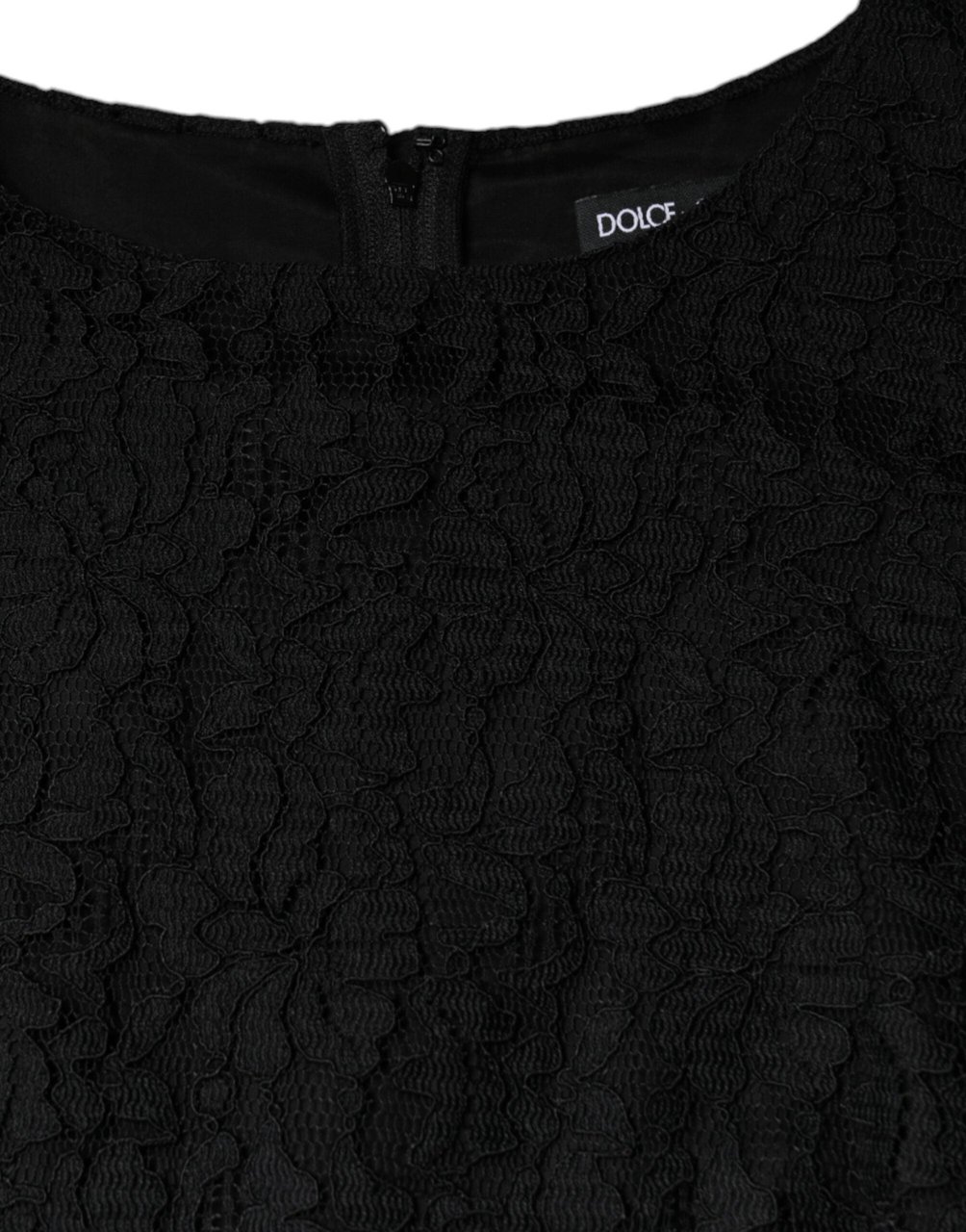 Dolce & Gabbana Black Floral Lace Sheath Sleeveless Mini Dress Zwart
