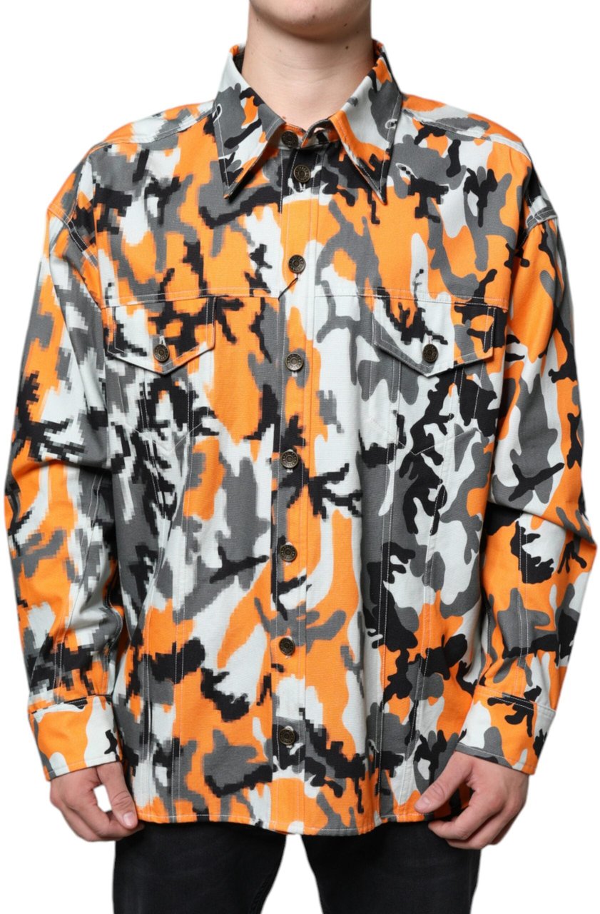 Dolce & Gabbana Multicolor Camouflage Cotton Denim Collared Jacket Divers
