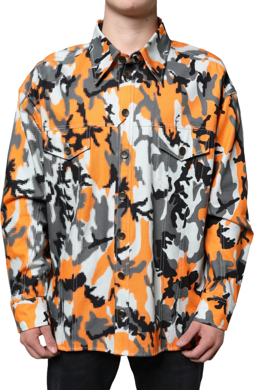 Dolce & Gabbana Multicolor Camouflage Cotton Denim Collared Jacket Divers