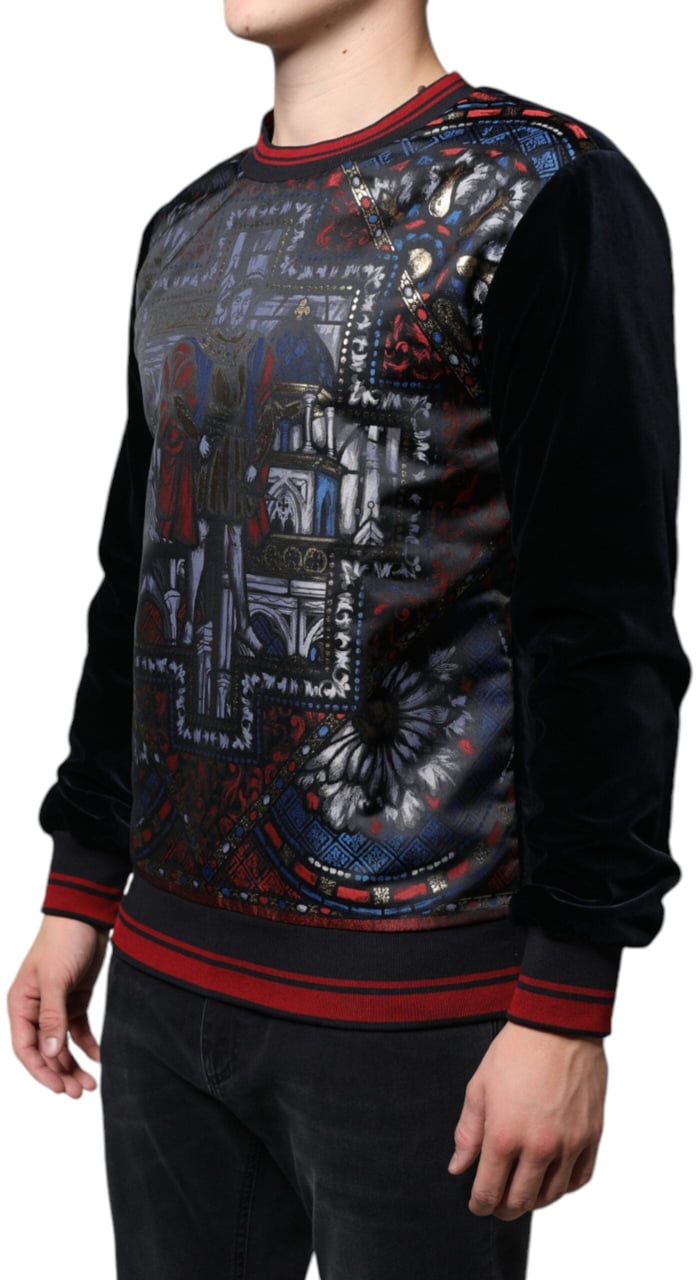 Dolce & Gabbana Multicolor Jacquard Crew Neck Sweatshirt Sweater Divers