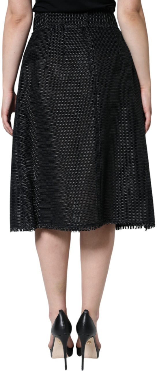 Dolce & Gabbana Black Viscose High Waist Pencil Cut Skirt Zwart