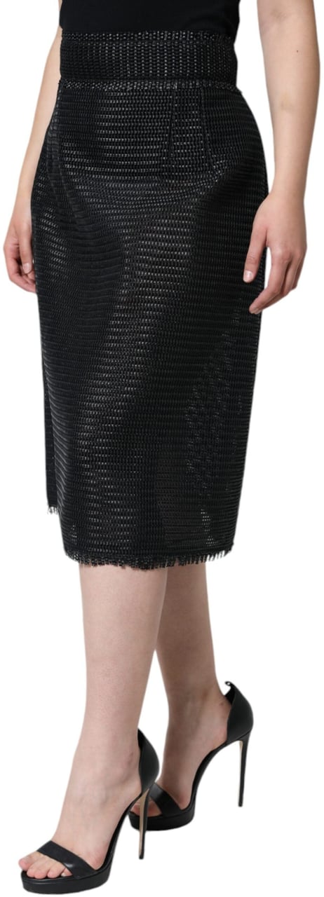 Dolce & Gabbana Black Viscose High Waist Pencil Cut Skirt Zwart