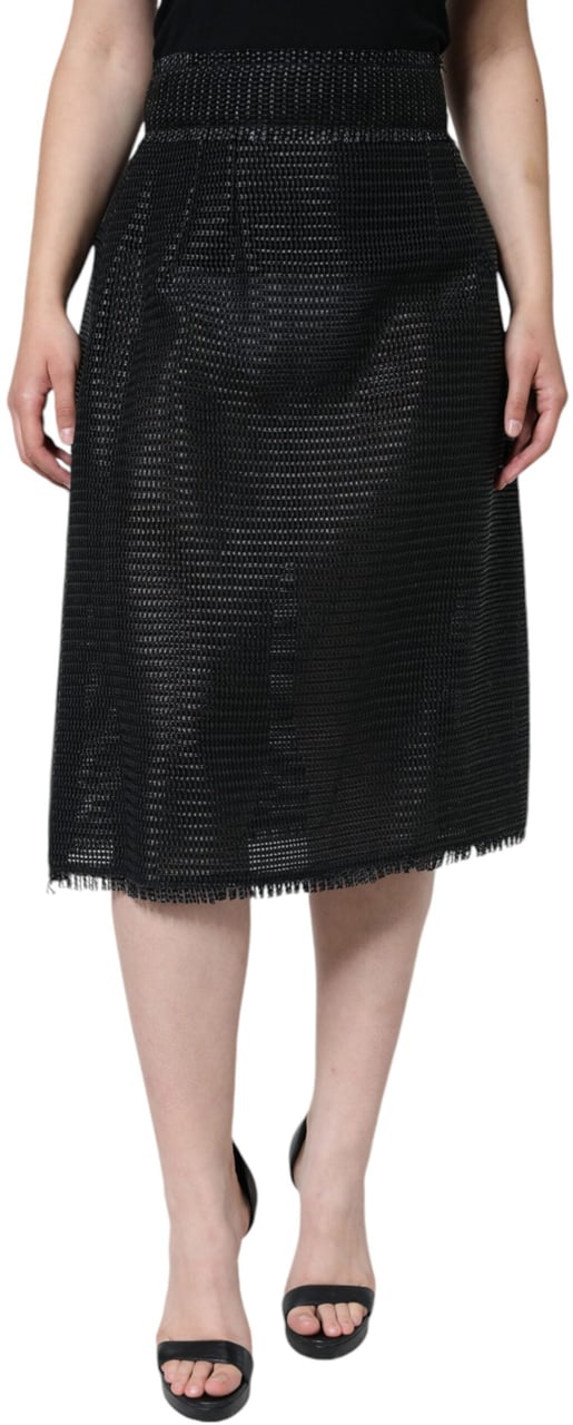 Dolce & Gabbana Black Viscose High Waist Pencil Cut Skirt Zwart