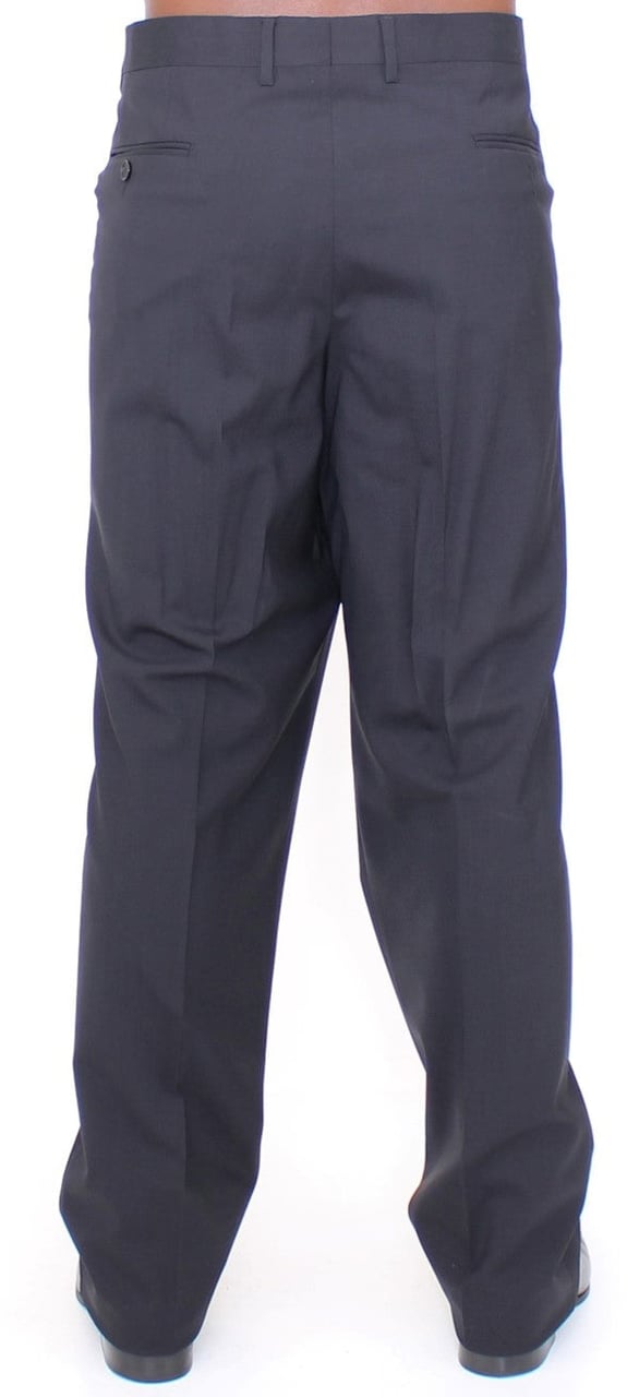 Dolce & Gabbana Black Wool Stretch Pleated Pants Zwart