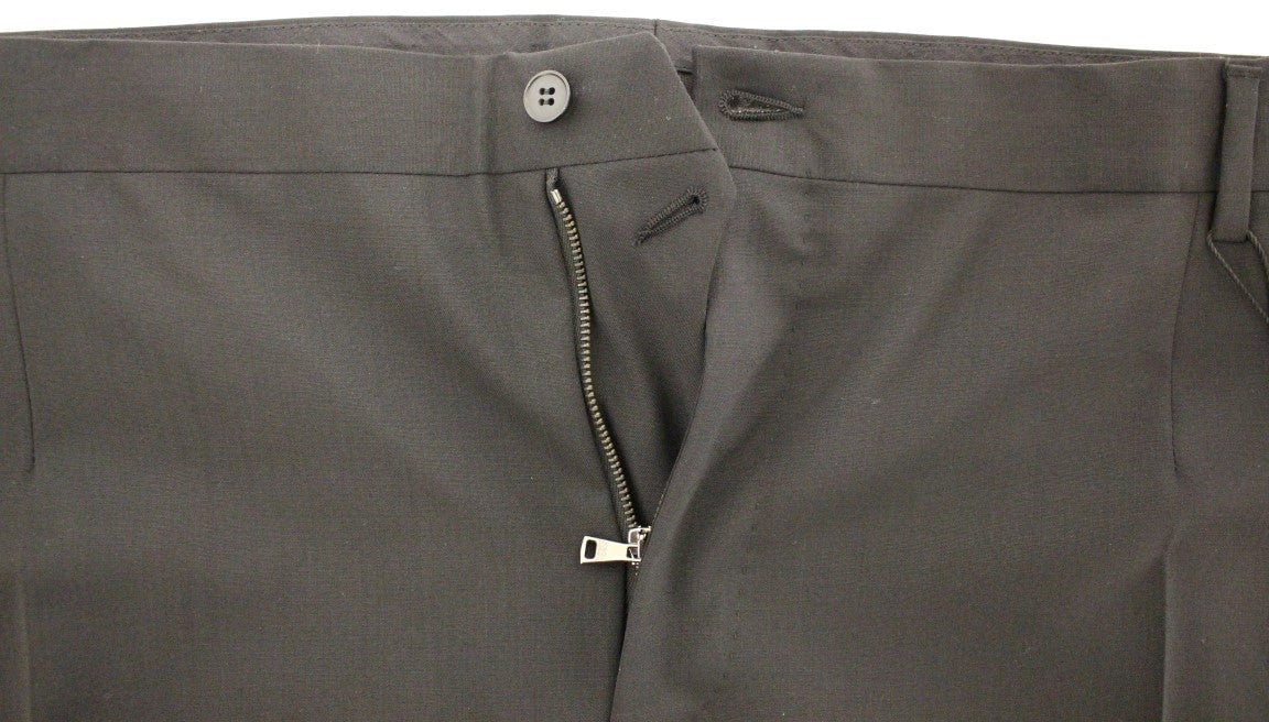 Dolce & Gabbana Black Wool Stretch Pleated Pants Zwart
