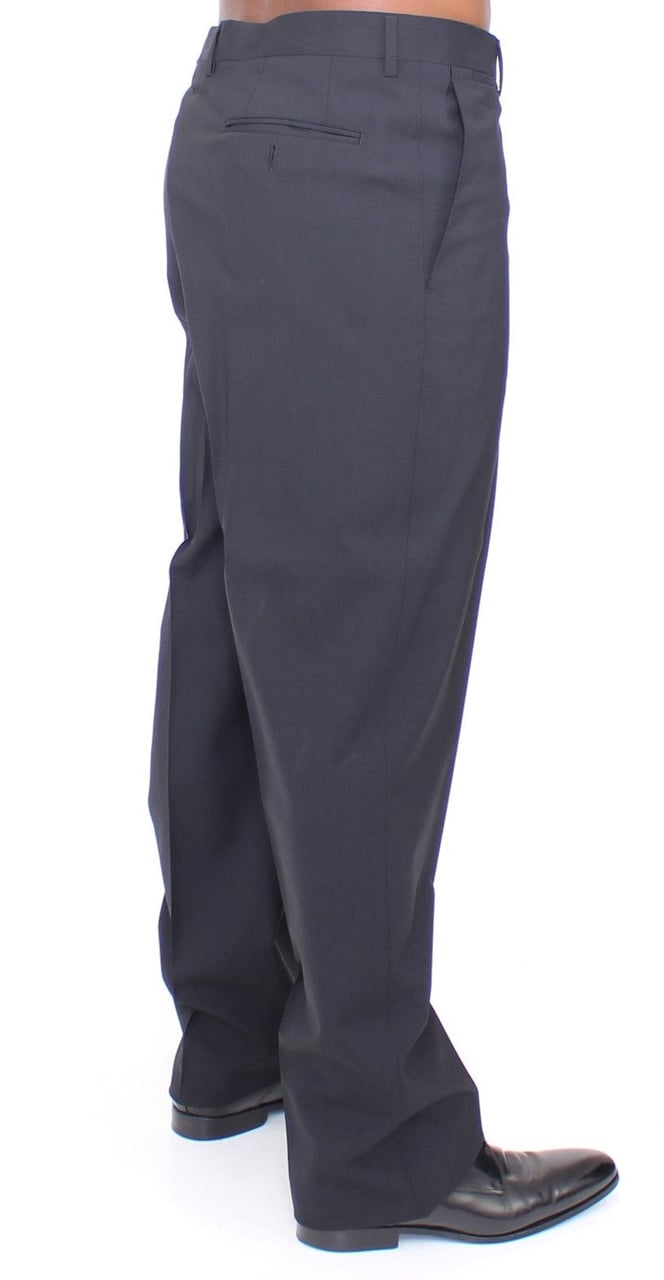 Dolce & Gabbana Black Wool Stretch Pleated Pants Zwart