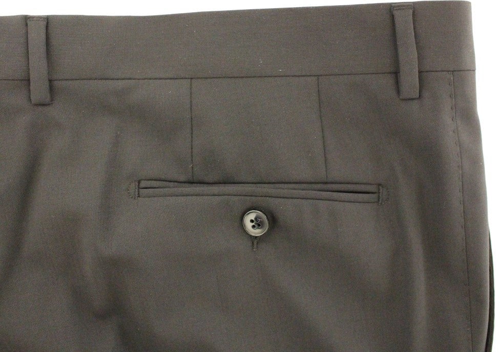 Dolce & Gabbana Black Wool Stretch Pleated Pants Zwart