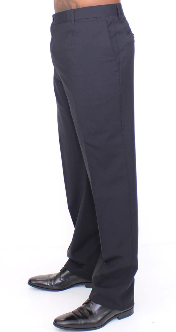 Dolce & Gabbana Black Wool Stretch Pleated Pants Zwart
