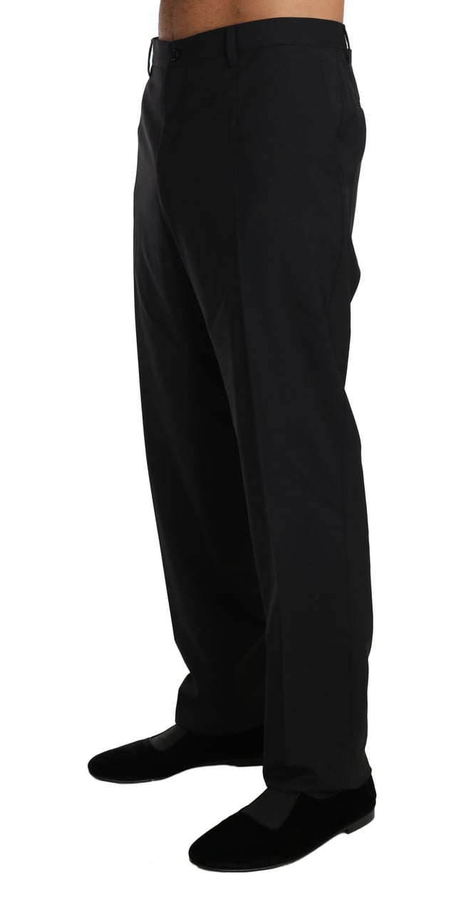 Dolce & Gabbana Black Wool Stretch Formal Trousers Zwart