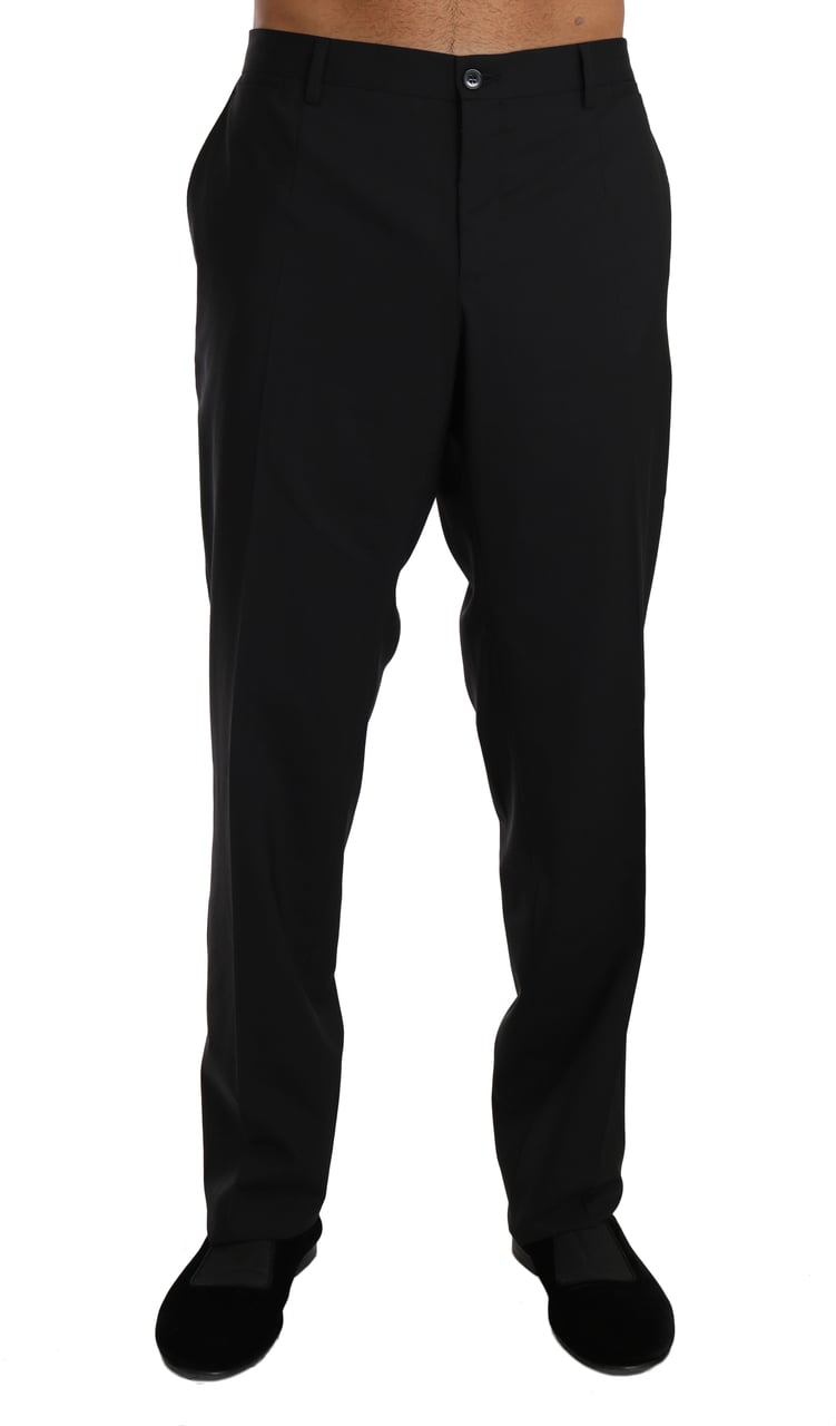 Dolce & Gabbana Black Wool Stretch Formal Trousers Zwart