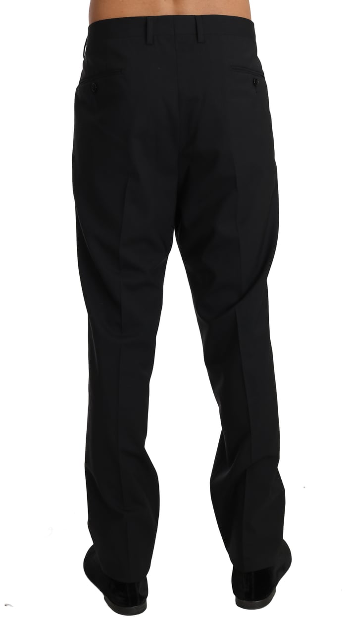 Dolce & Gabbana Black Wool Stretch Formal Trousers Zwart