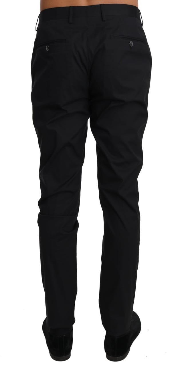 Dolce & Gabbana Black Cotton Stretch Formal Trousers Pants Zwart