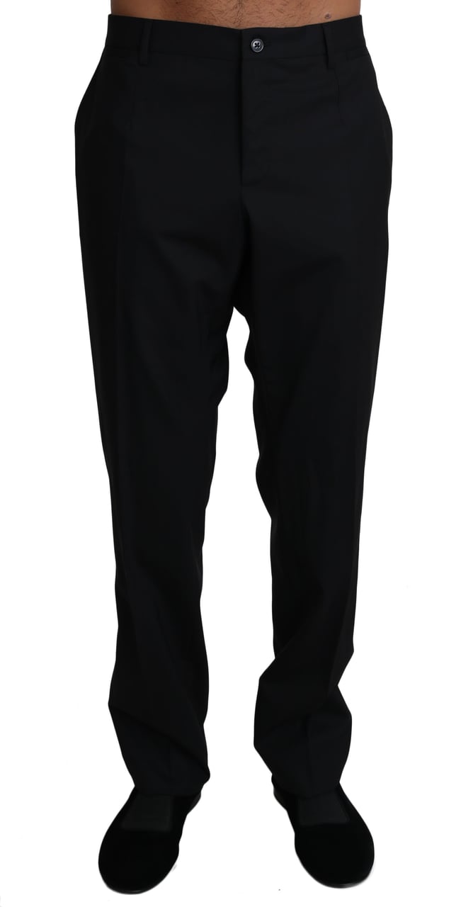 Dolce & Gabbana Black Wool Stretch Dress Trousers Pants Zwart