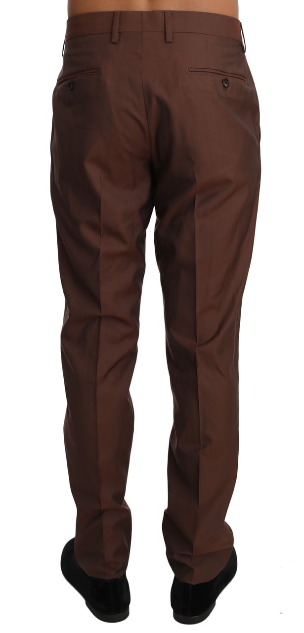 Dolce & Gabbana Brown Wool Silk Formal Trousers Pants Bruin