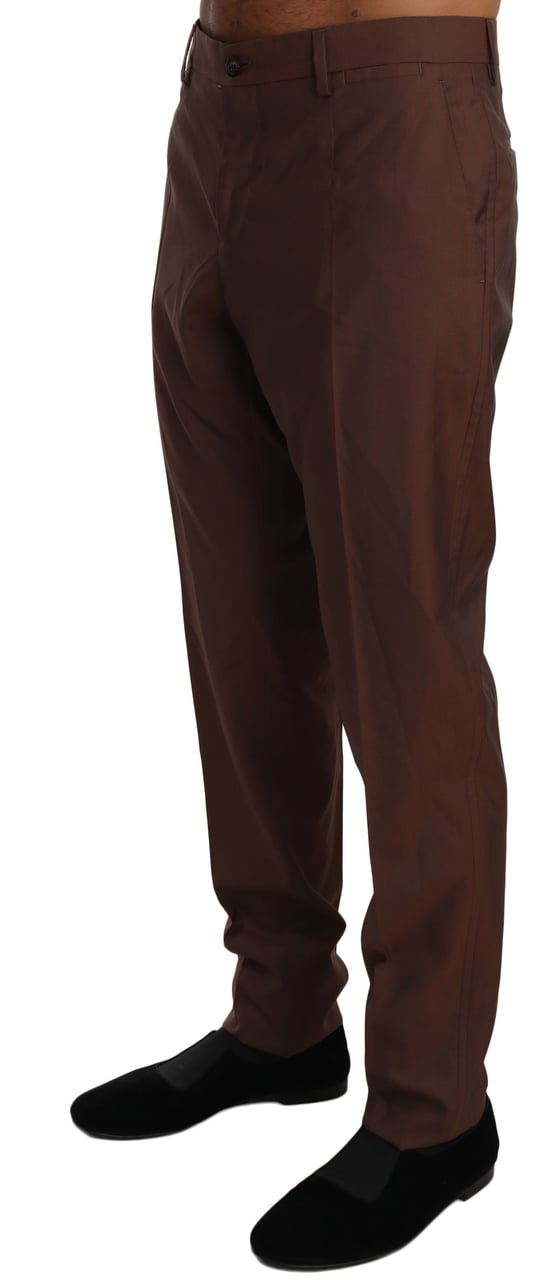 Dolce & Gabbana Brown Wool Silk Formal Trousers Pants Bruin