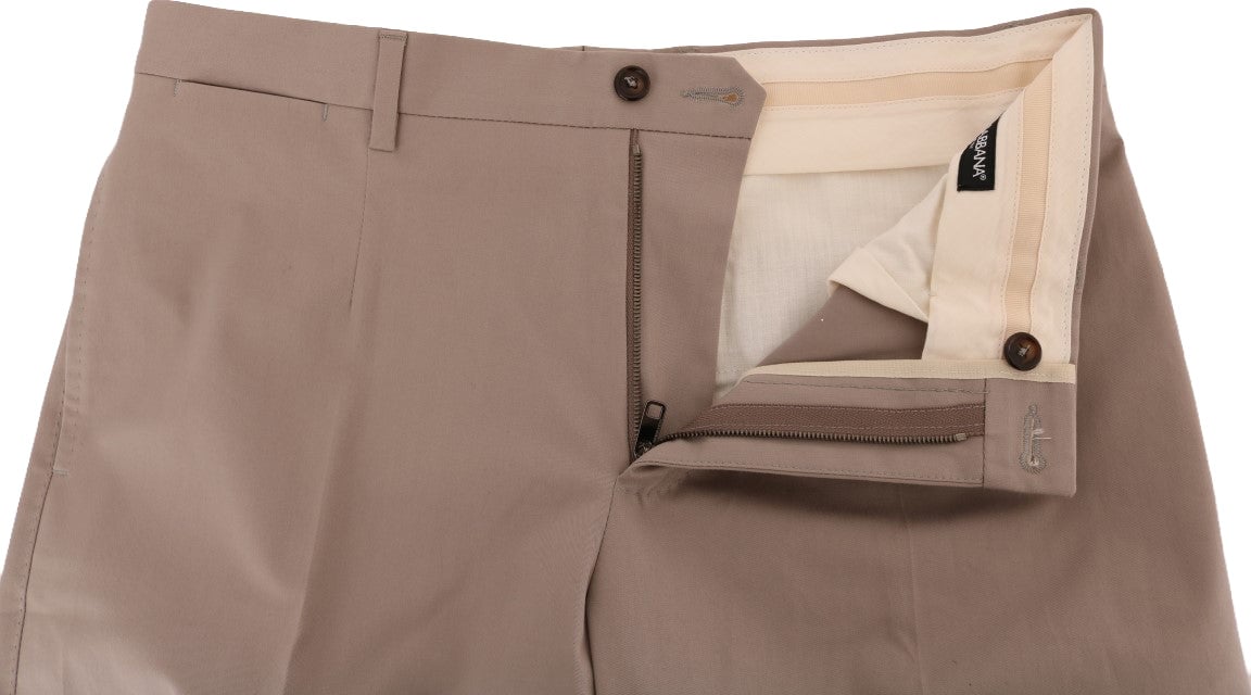 Dolce & Gabbana Beige Cotton Stretch Chinos Pants Beige