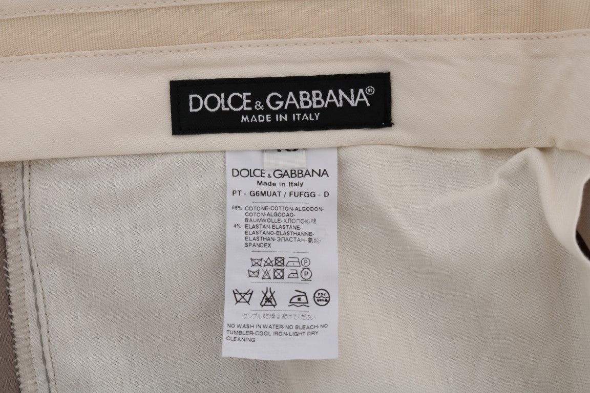 Dolce & Gabbana Beige Cotton Stretch Chinos Pants Beige