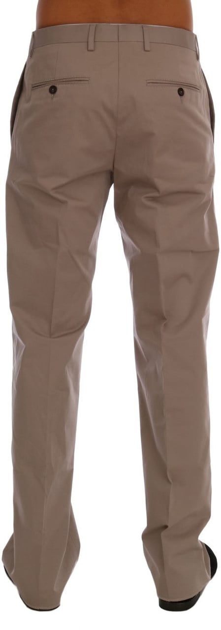 Dolce & Gabbana Beige Cotton Stretch Chinos Pants Beige