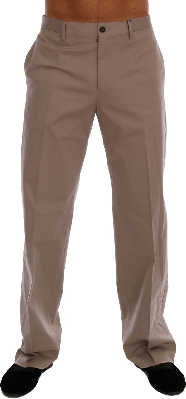 Dolce & Gabbana Beige Cotton Stretch Chinos Pants Beige