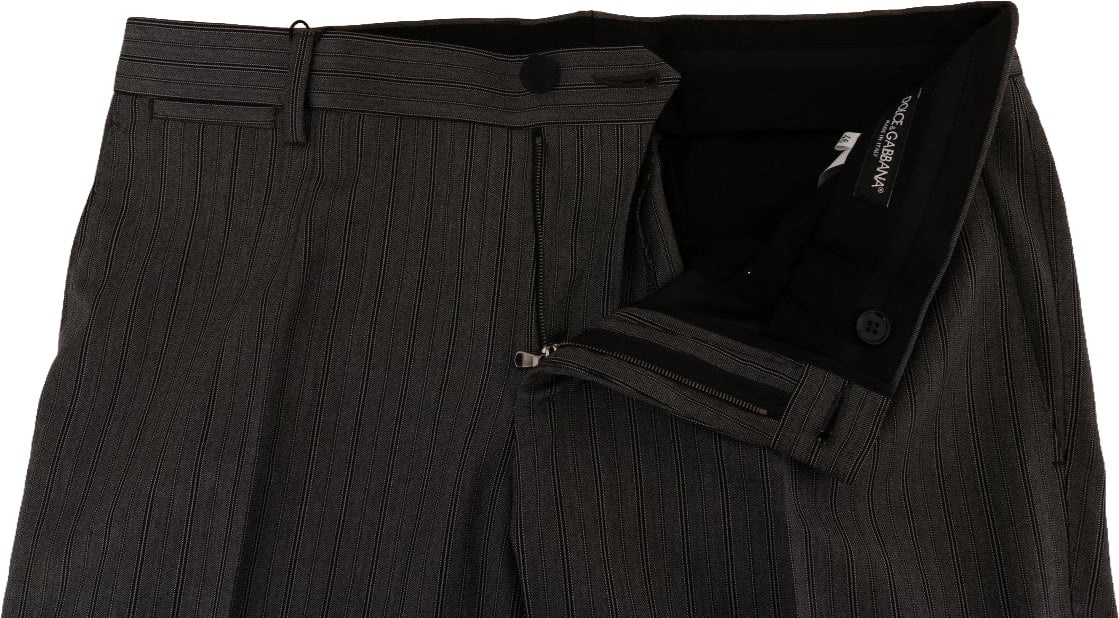 Dolce & Gabbana Gray Wool Striped Formal Pants Grijs