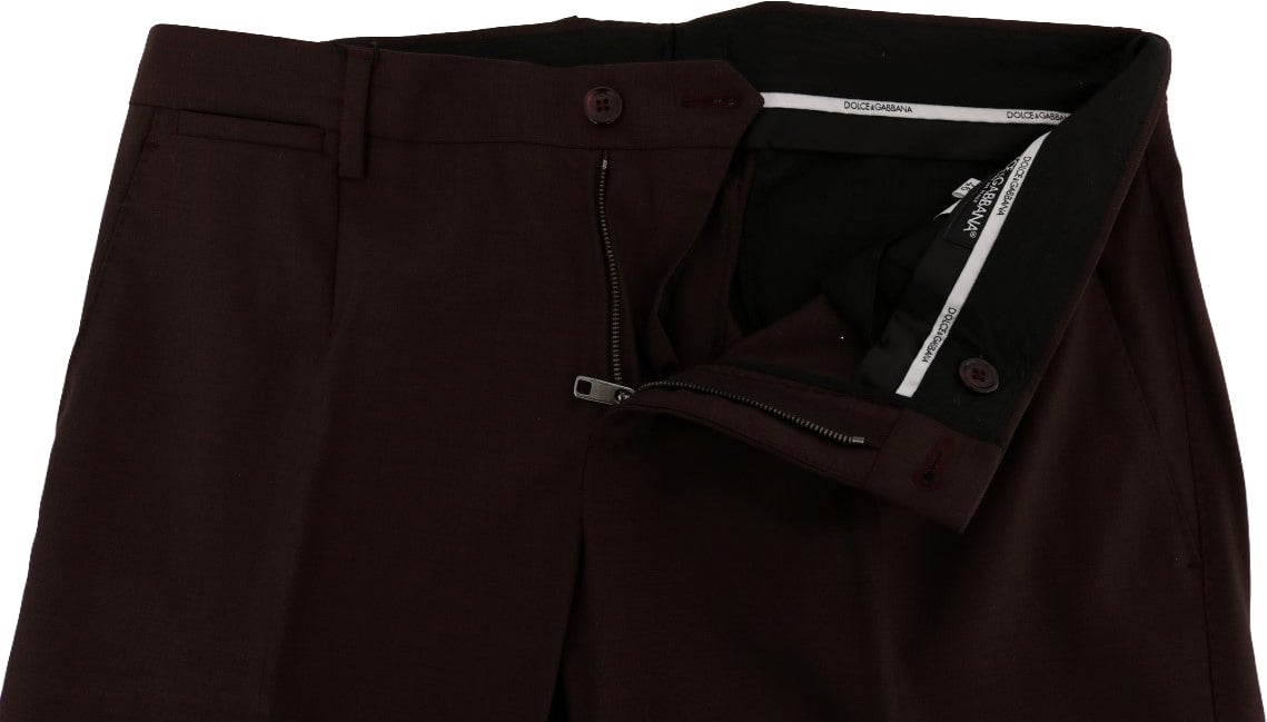 Dolce & Gabbana Purple Wool Stretch Formal Pants Paars