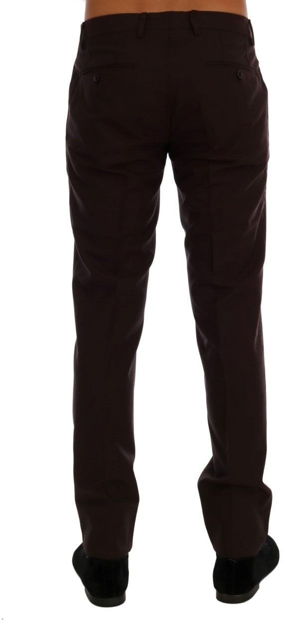 Dolce & Gabbana Purple Wool Stretch Formal Pants Paars