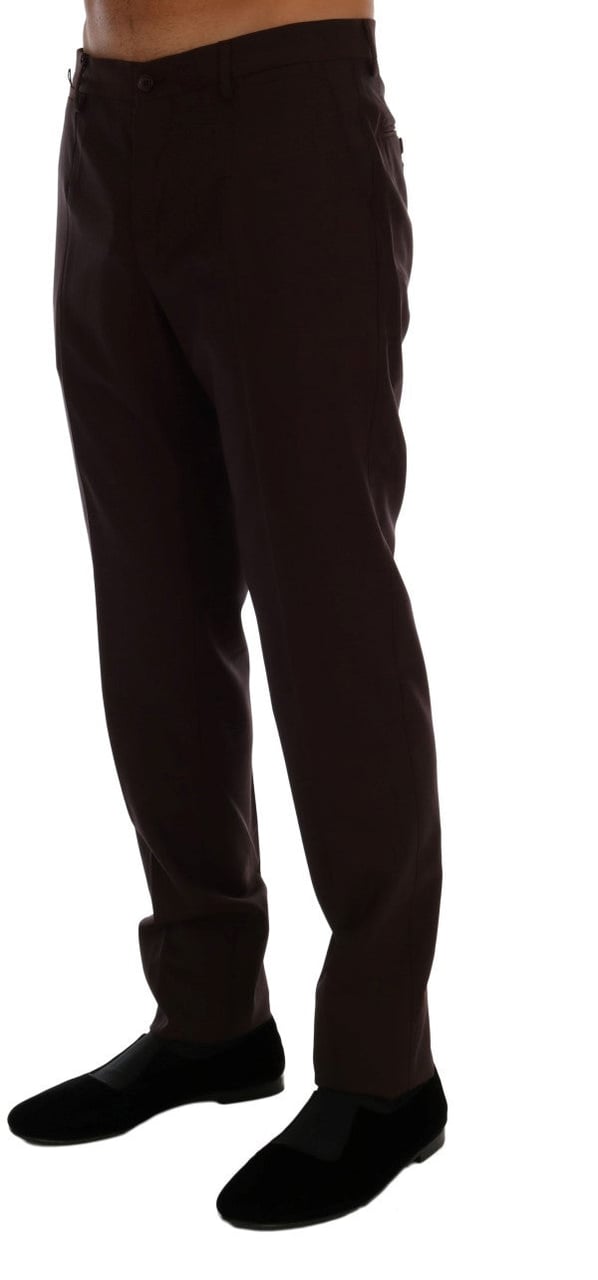 Dolce & Gabbana Purple Wool Stretch Formal Pants Paars