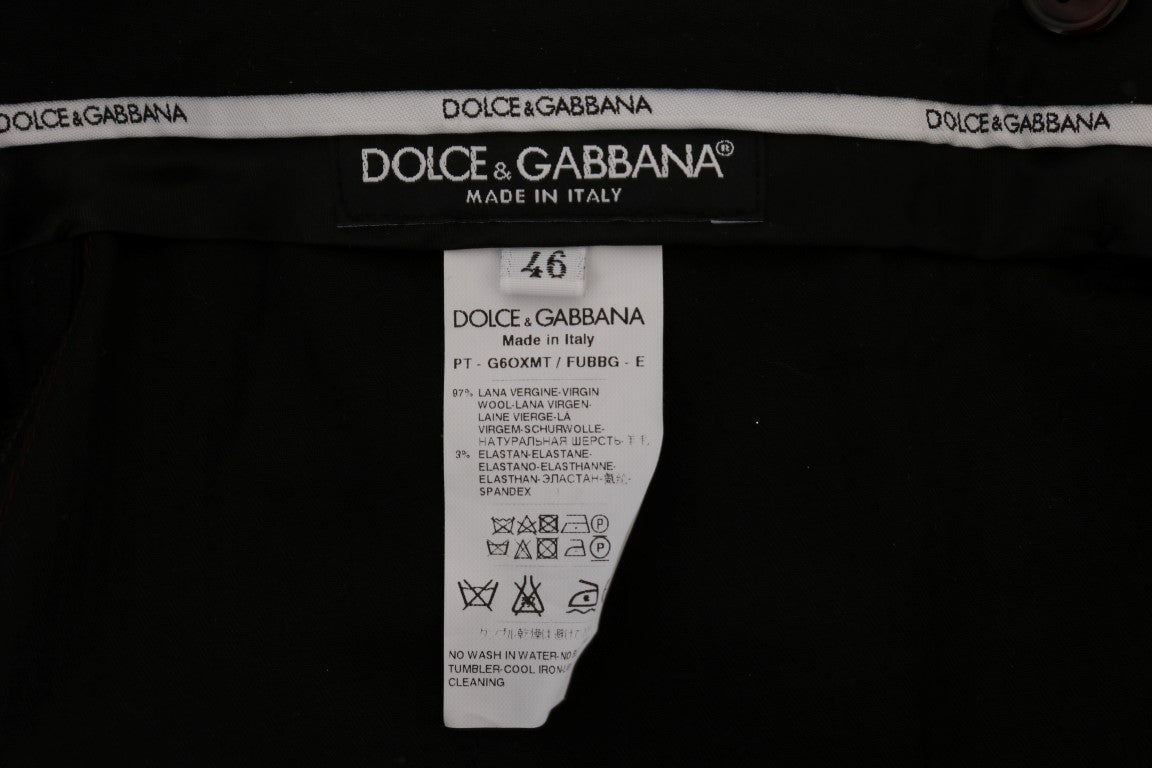 Dolce & Gabbana Purple Wool Stretch Formal Pants Paars