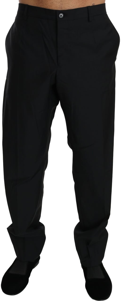 Dolce & Gabbana Black Dress Formal Trouser Men Wool Pants Zwart