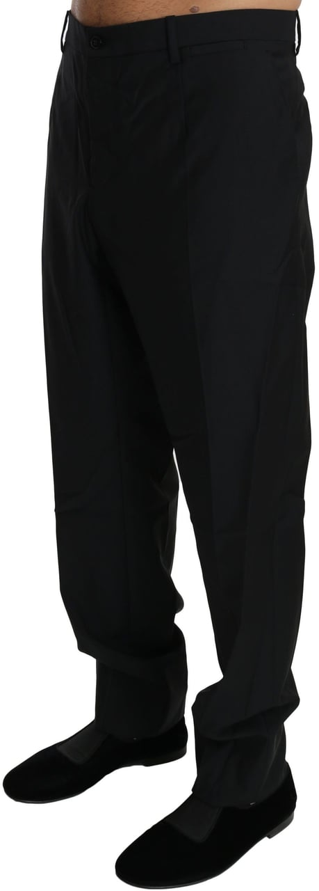 Dolce & Gabbana Black Dress Formal Trouser Men Wool Pants Zwart