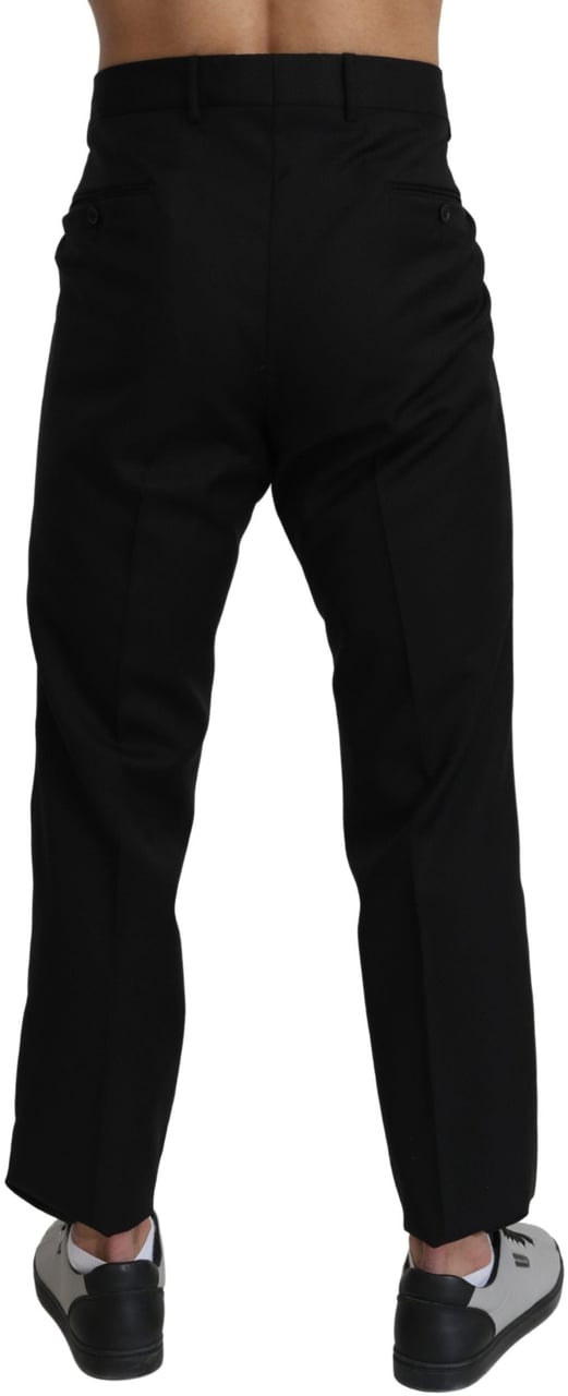 Dolce & Gabbana Black Cotton Wool Formal Dress Pants Zwart
