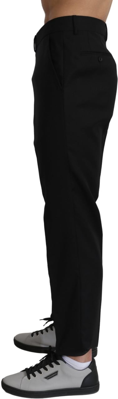 Dolce & Gabbana Black Cotton Wool Formal Dress Pants Zwart