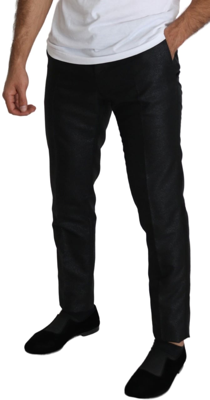 Dolce & Gabbana Black Metallic Skinny Trouser Dress Zwart