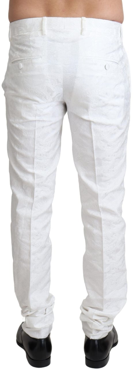 Dolce & Gabbana White Brocade Jaquard Dress Trouser Pants Wit