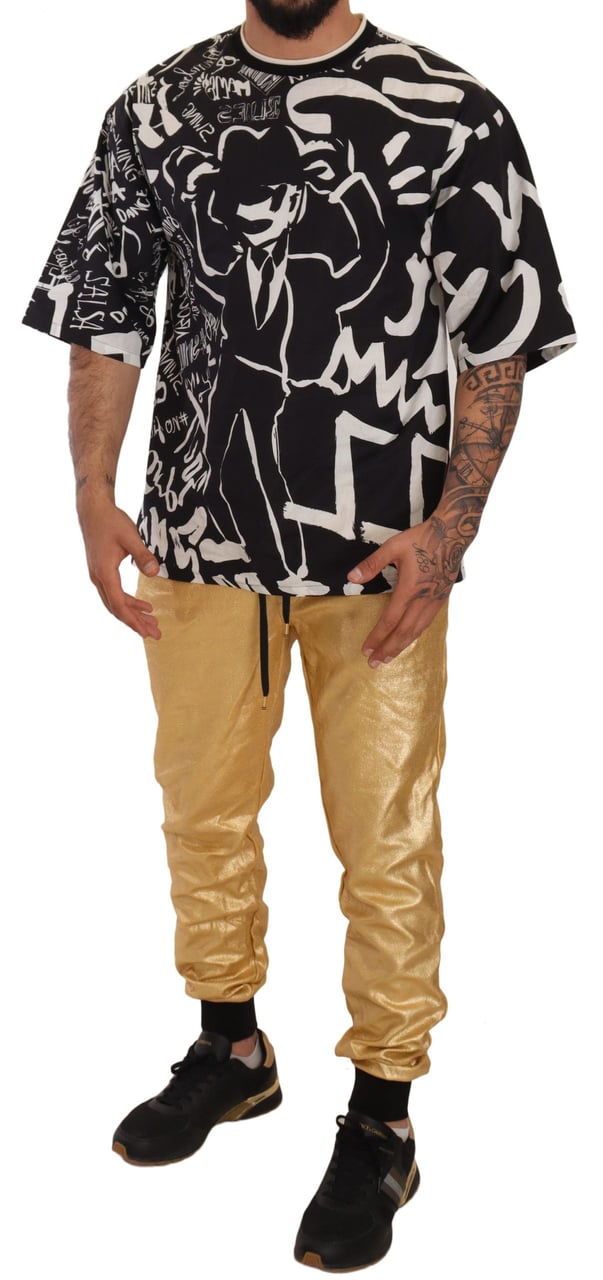Dolce & Gabbana Gold Pig Of The Year Cotton Trousers Pants Goud