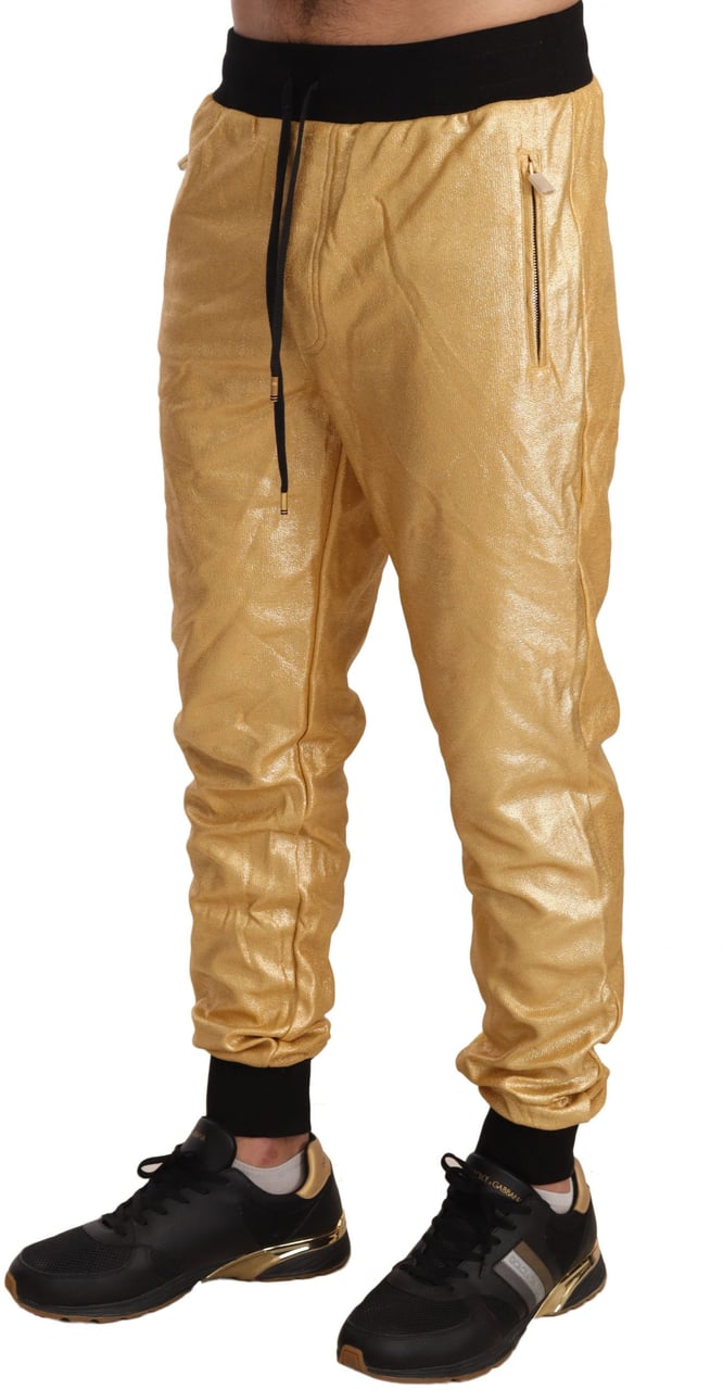 Dolce & Gabbana Gold Pig Of The Year Cotton Trousers Pants Goud
