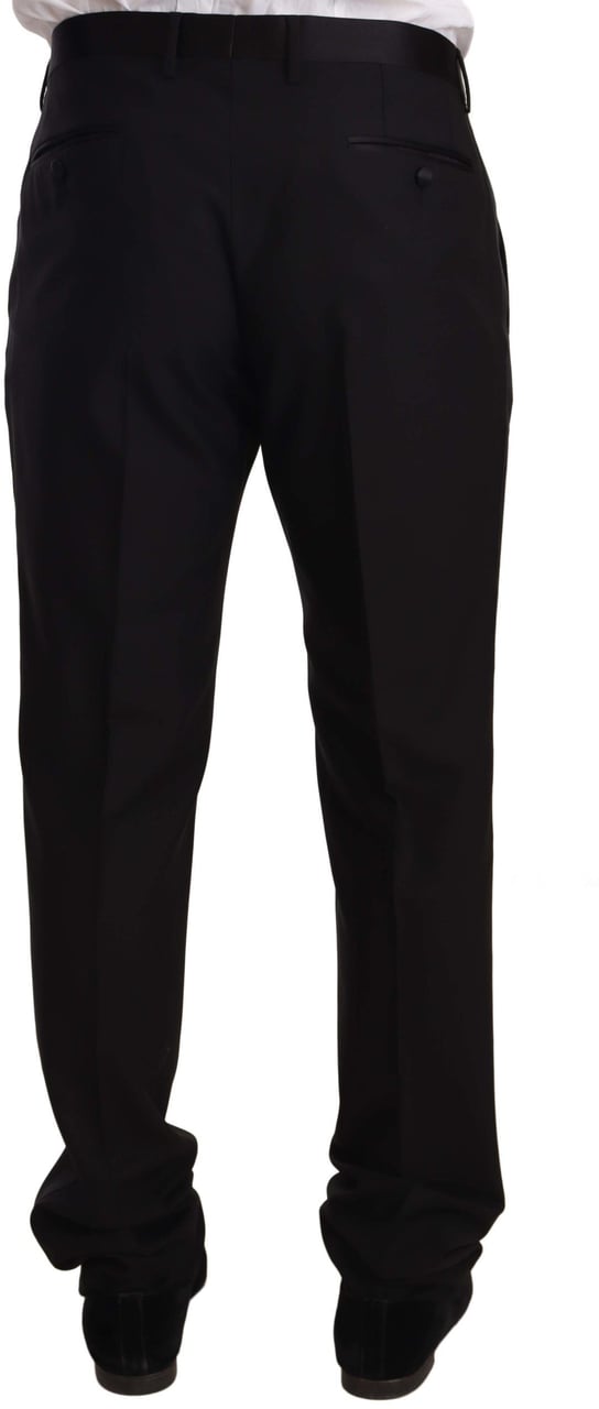 Dolce & Gabbana Black Wool Formal Tuxedo Trouser Pants Zwart