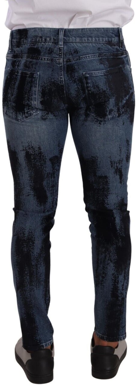 Dolce & Gabbana Blue Black Cotton Skinny Denim Jeans Blauw
