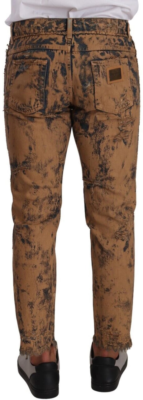 Dolce & Gabbana Brown Distressed Cotton Regular Denim Jeans Bruin