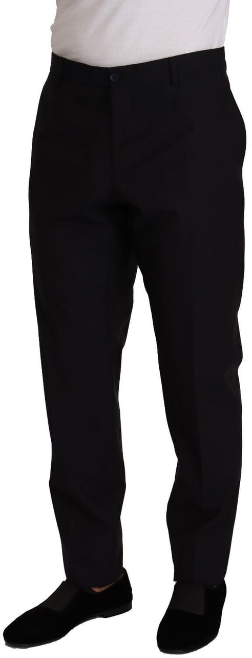 Dolce & Gabbana Blue Wool Silk Formal Trouser Dress Pants Blauw