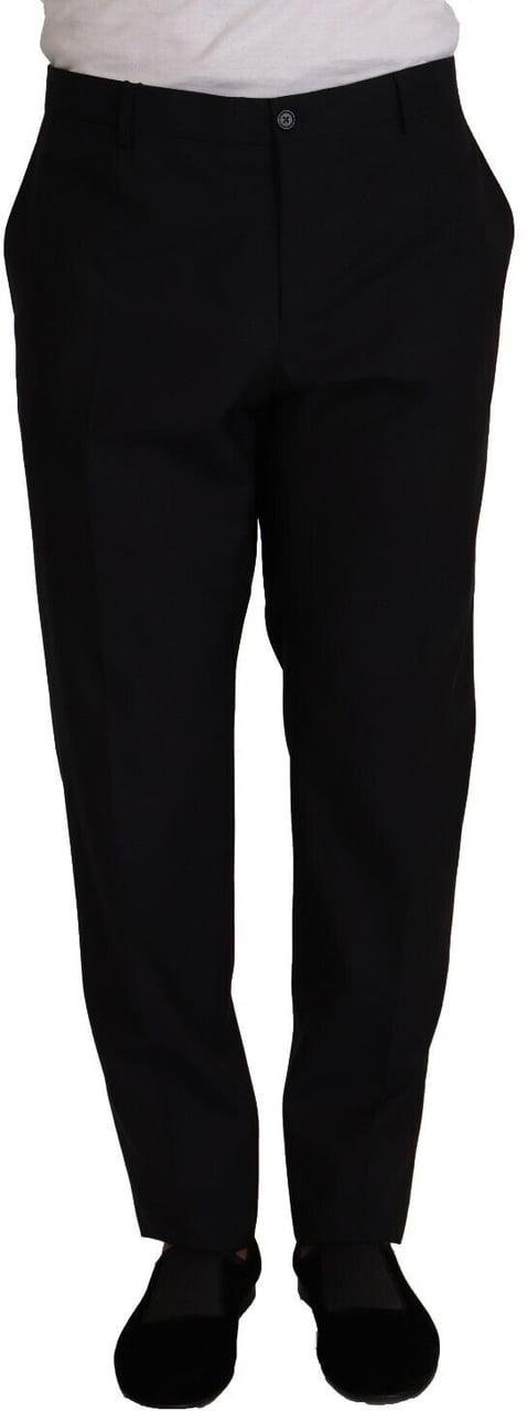 Dolce & Gabbana Blue Wool Silk Formal Trouser Dress Pants Blauw