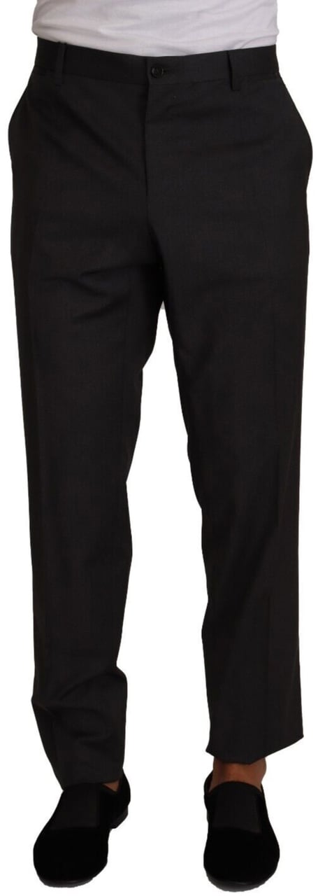 Dolce & Gabbana Gray Wool Formal Tuxedo Trouser Dress Pants Grijs