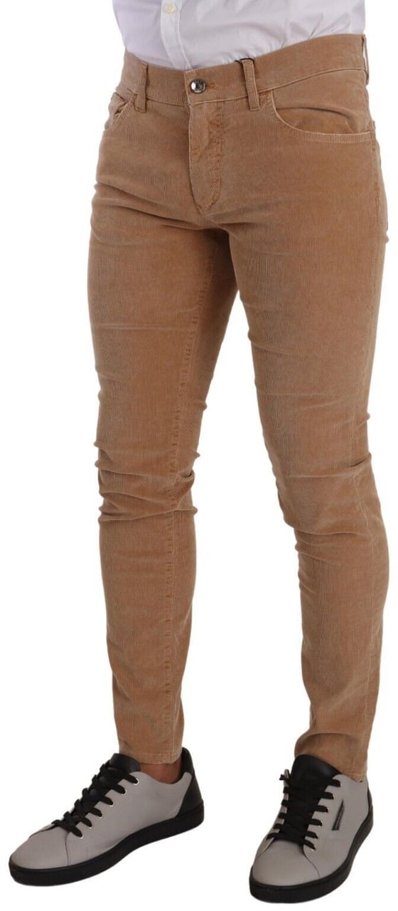 Dolce & Gabbana Brown Corduroy Cotton Skinny Slim Fit Jeans Bruin
